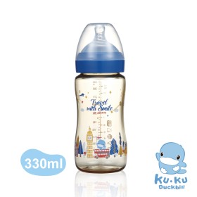 BÌNH SỮA KUKU CỔ RỘNG PPSU PHIÊN BẢN ĐẶC BIỆT LONDON- 330ML, MÀU XANH KU5876