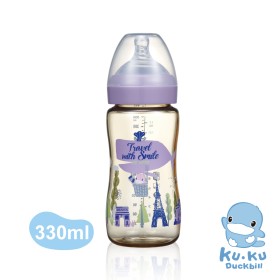 BÌNH SỮA KUKU CỔ RỘNG PPSU PHIÊN BẢN ĐẶC BIỆT FRANCE- 330ML, MÀU TÍM KU5877